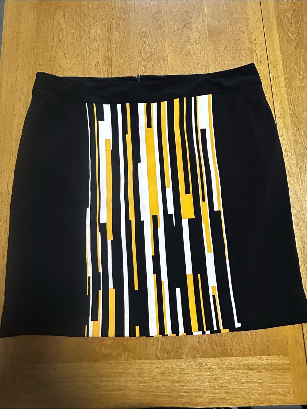 Worthington Black Mini Skirt with Yellow and White Stripe Panel